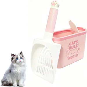 Cat Litter Scoop, Cat Paw Shape, Detachable with Stand, Sieve Style, Durable Pet Waste Remover, Ideal for Cat Litter Box Cleaning