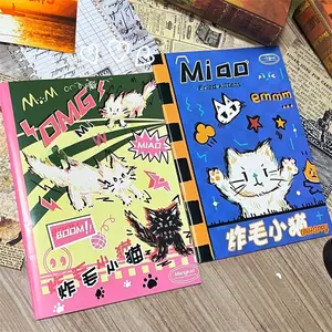 B5 fried cat horizontal line book cute high-value student notebook diary hand-painted girl heart notepad