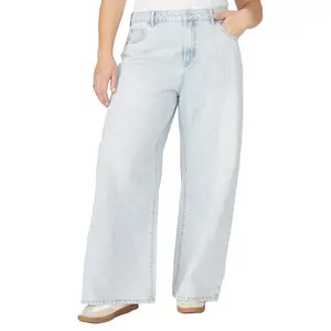 ELOQUII Women's Plus Size The Yvette Rigid Wide Leg Jean