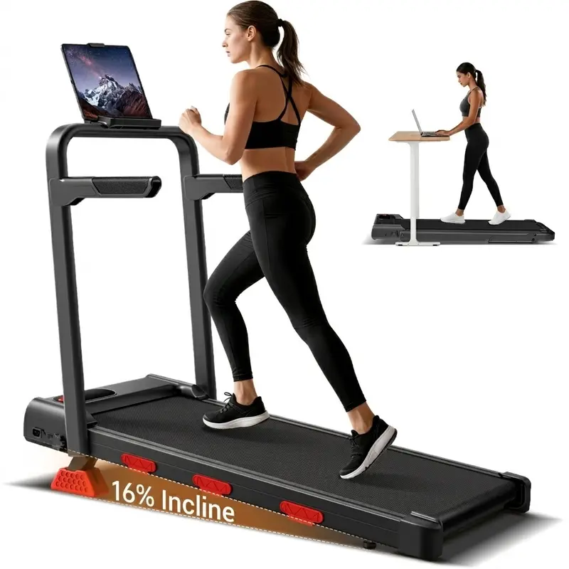 Umay walking pad Folding Walking treadmill for Home/Office, 16% Incline, Handrails, 300 lbs Capacity indoor walking machine summerwins tiktokshopbacktoschool Portable Walking Pad Foldable Walking Treadmill