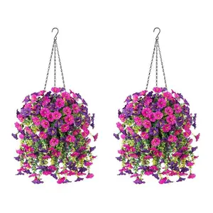 2set PVC Hanging Morning Glory Baskets, UV-Resistant Outdoor Garden Decor, Ideal for Porch, Balcony, and Yard Decoration