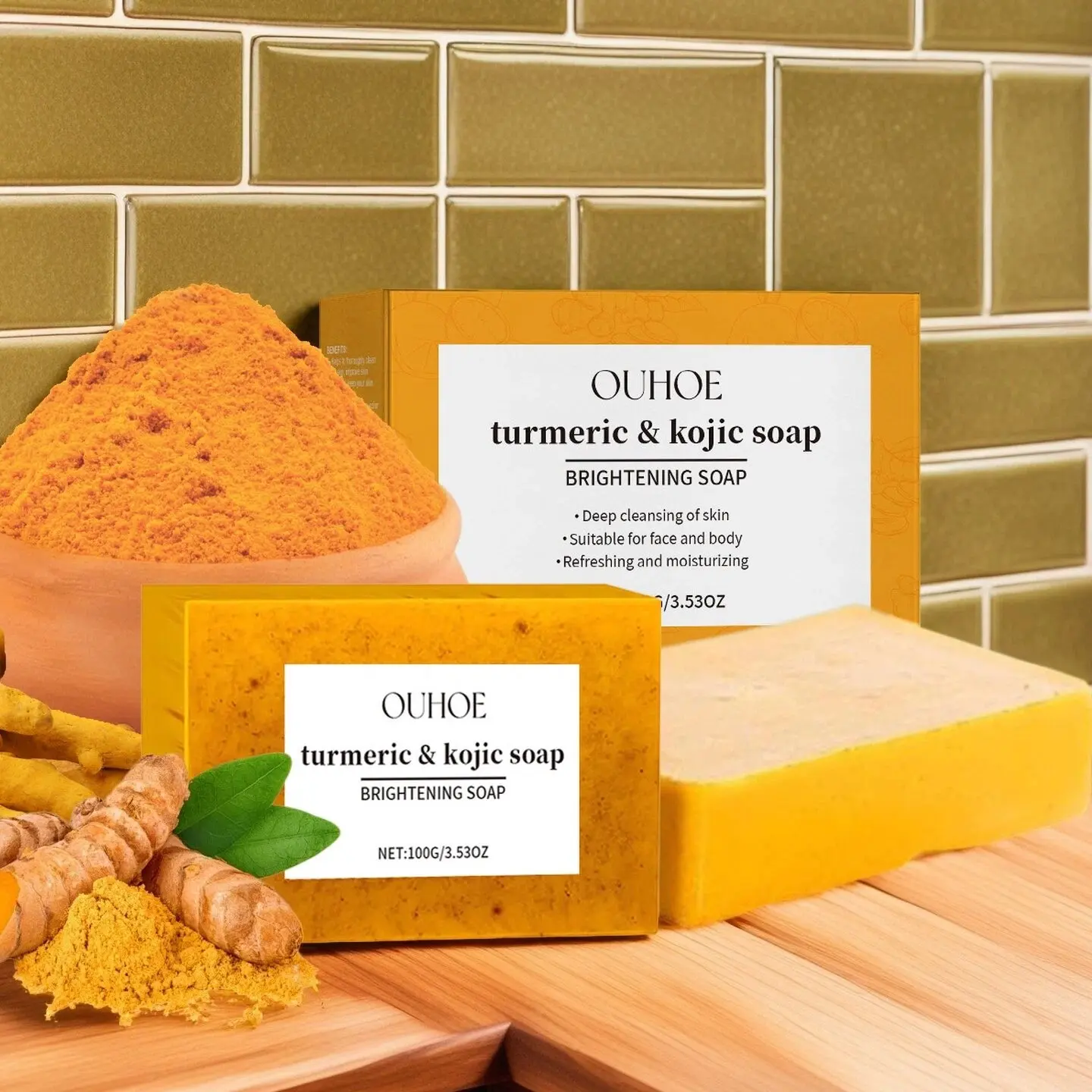 Lemon Turmeric Brightening Radiance Soap for Gentle Cleansing, Nourishing Skin Hydration, Moisturizing Face & Body Care, Hydrating, Kojic Soap Bar