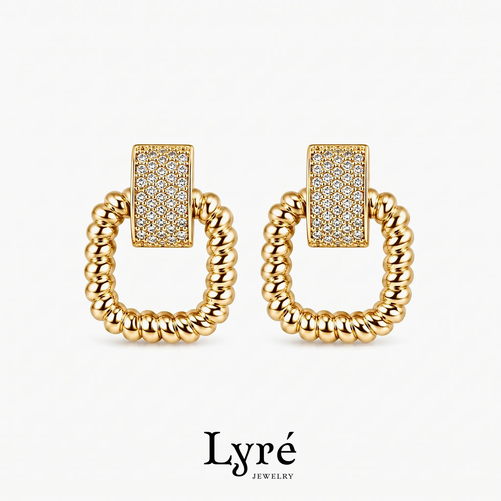 Joséphine Pavé Beaded Doorknocker Earrings