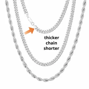 Silver Chain Combo Set for Men - 7mm Cuban + 3mm Rope