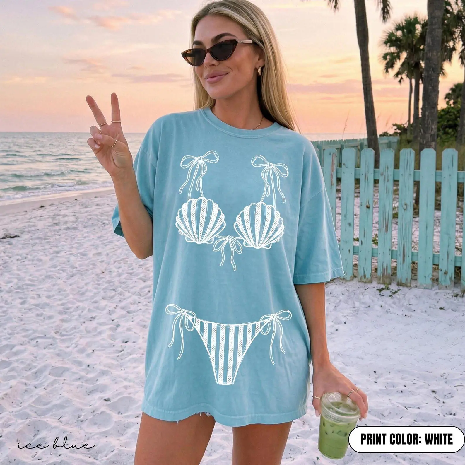 Comfort Colors Seashell Bikini Shirt, Girls Beach Party Coastal Trip Tee, Bikini Bachelorette Shirts