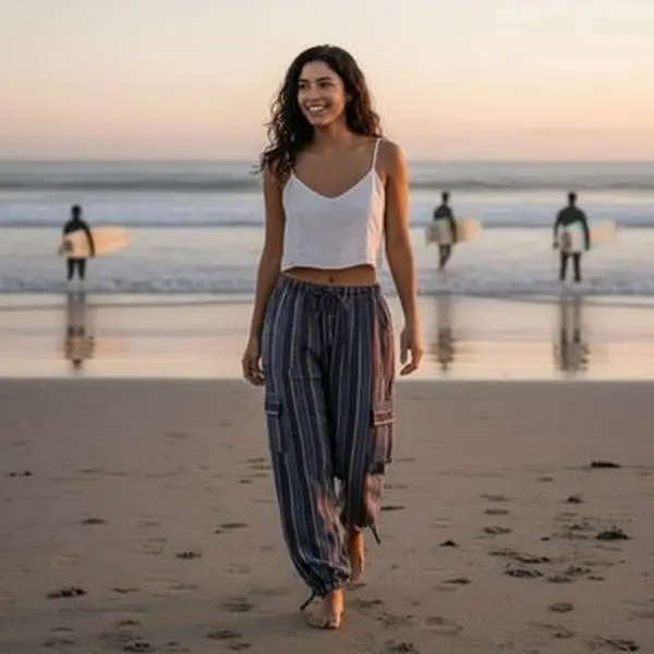 Luxury Boho Resort Harem Pants | Size Small Coastal Lounge Pants
