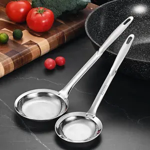 2-Piece Stainless Steel Fine Mesh Skimmer Spoons, Multi-Size Hot Pot Fat Skimmers for Grease, Foam & Food
