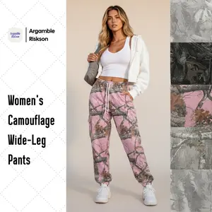 Women's Camouflage Wide-Leg Pants, Sweatpants Comfortable, Streetwear Wide Leg Design with Rear Pockets, Gift For Her, Gift For Him
