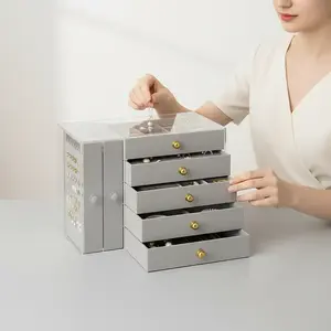 Multi-functional transparent desktop jewelry storage box, large capacity, jewelry storage box, drawer-style storage, suitable for storing rings, bracelets, necklaces and earrings, multi-layer storage, High Capacity Storage