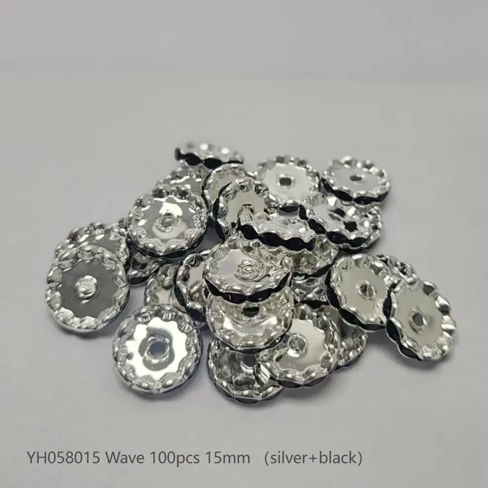 #58 Wave 15mm 100pcs Silver+Black YH058015