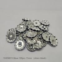 #58 Wave 15mm 100pcs Silver+Black YH058015
