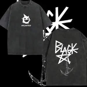 Retro Vintage Blackstar X Chain Scythe - Soul Eater Anime Double Printed Washed T-Shirt Unisex Mineral Anime Manga Wash Heavy Cotton T-shirt, Gift For Anime Fan Lover