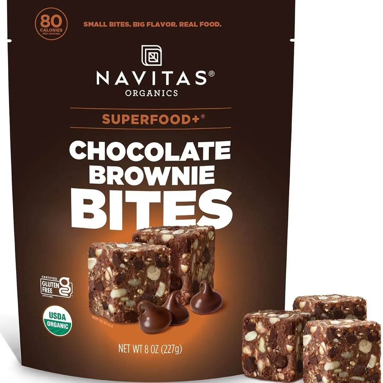 Navitas Organics Chocolate Brownie Superfood+ BITES – Power Snacks – All Natural Plant Based – Clean Energy & Nutrition – USDA Organic, Non GMO, Gluten Free, Kosher, Vegan (8oz. Bag 11 Servings)