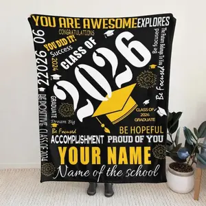I graduated！Custom 2026 Graduation Blanket - Personalized Name & School Keepsake Gift Throw Blanket, Ideal for Graduation Decorations 2026