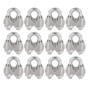 20PCS Cable Clamps 5/16 Stainless Steel Wire Cable Clamps M8 Wire Rope Clamp 5/16 inch Wires Rope Cables Clip Clamp Heavy Duty U Bolt Saddle