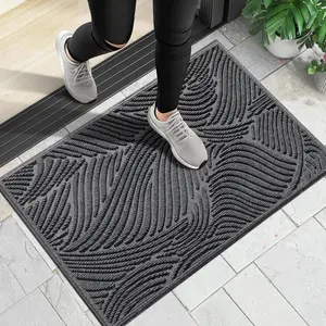 Front Door Mat Outside Entrance 29.5x17, Absorbent Doormat, Stain and Fade Resistant, Heavy Duty Indoor Outdoor Welcome Mat, Non Slip Natural Rubber, Low Profile, Easy Clean Patio, Dark Grey