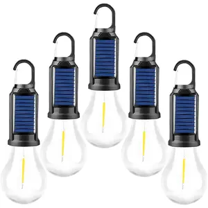 Portable Solar Rechargeable LED Camping Lantern with Hook, USB Type-C & Solar-Powered Tent Light, IPX4 Waterproof Emergency Hanging Lamp, 3 Lighting Modes for Camping Gear, Hiking, Backpacking, Travel & Hurricane Emergency Supplies