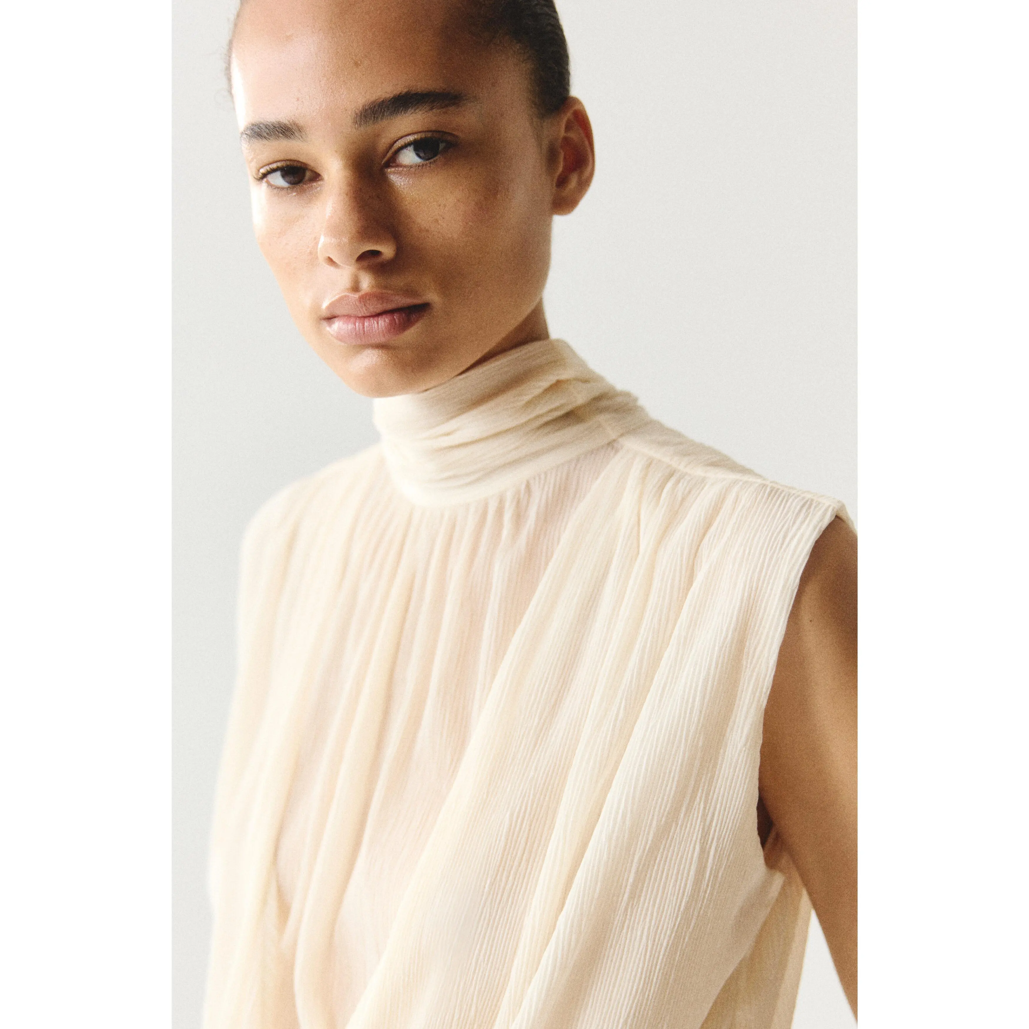 H&M Cropped bubble-hem top