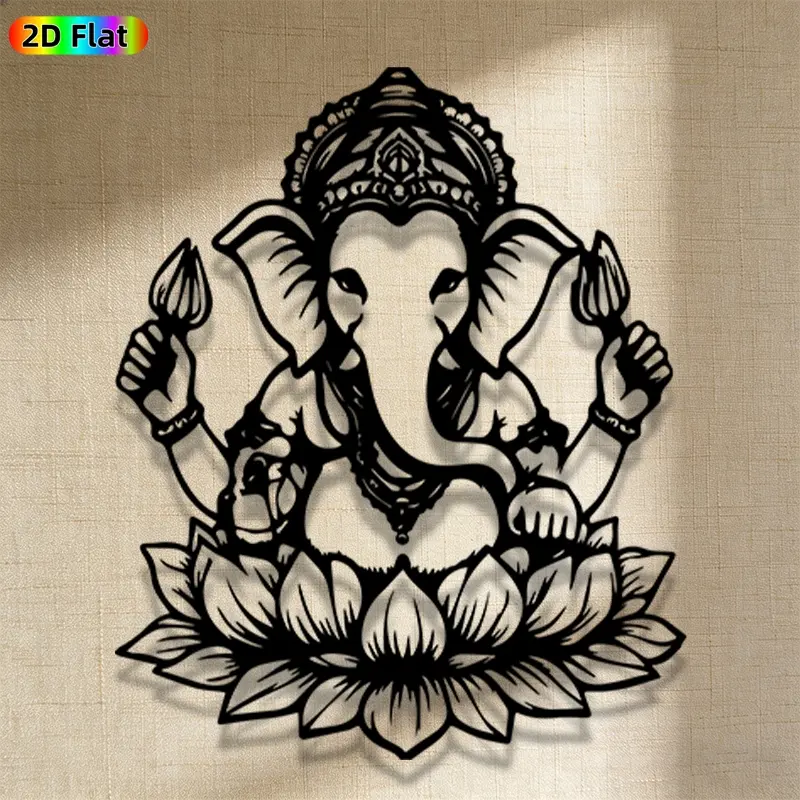 1pc Avant-Garde Ganesha Metal Wall Art, Avant-Garde Ganesha Statue Mural, Iron Craft, Perfect for Living Room, Garden, Indoor/Outdoor Decor, Intricate Craftsmanship, Artistic Metalwork, Christmas Decor, Ideal Gift for Culture Enthusiasts