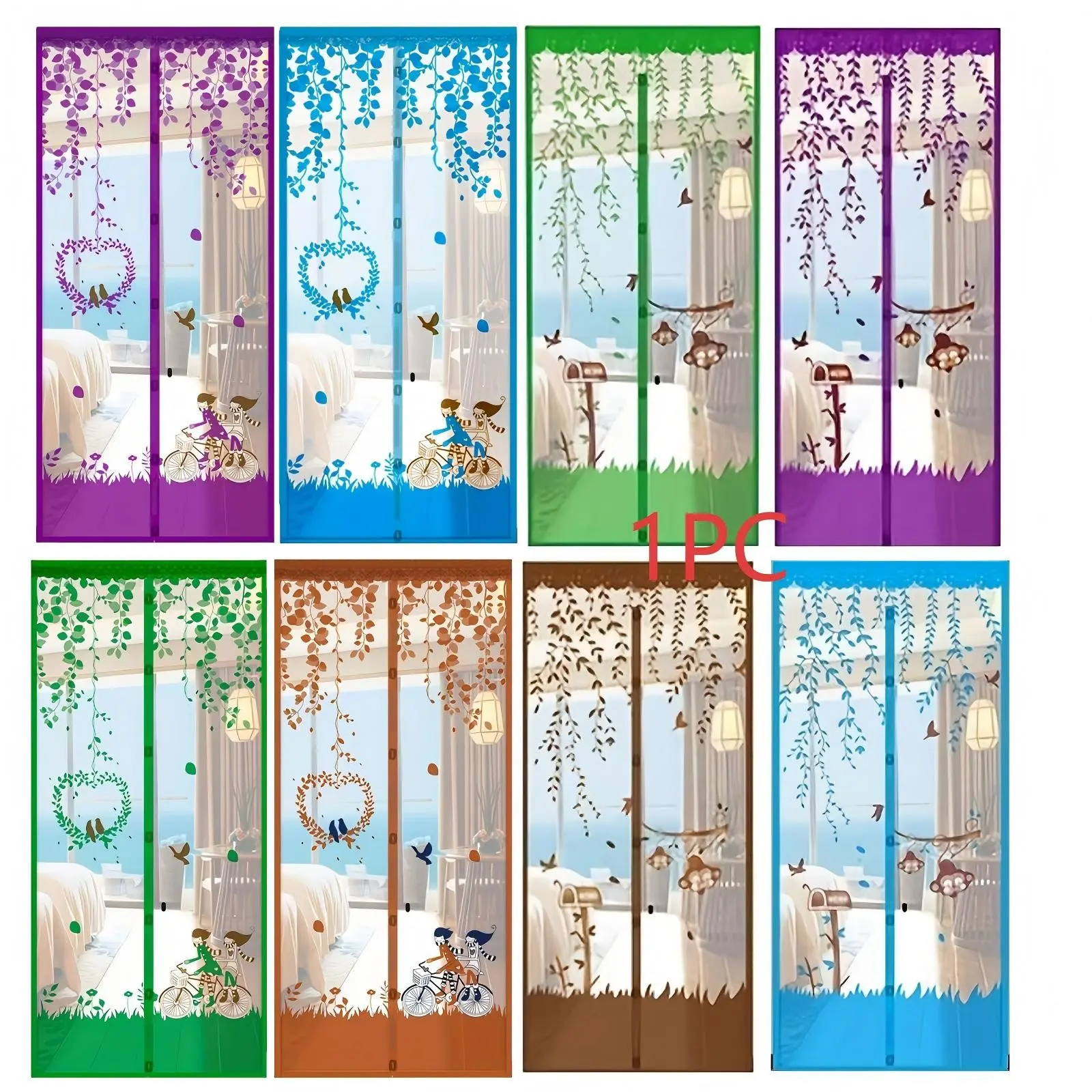Magnetic Screen Door Self-Sealing Mesh Barrier, Insect Proof Pet Safe, Size 35.43" X 83", Random Style and Color
