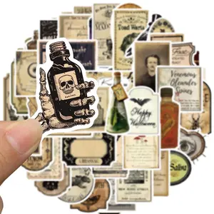 Vintage Sticker, Premium Skull Stickers, 50pcs/set Aesthetic Scrapbook & Junk Journal Supplies, Waterproof Sticker for Laptops, Water Bottles, DIY Crafts