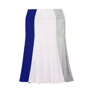 Foldover Waist Basic Maxi Skirts (3 Pack: Heather Grey, Royal Blue, White)