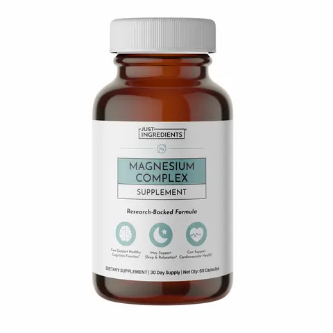 Just Ingredients Magnesium Complex – 60‑Capsule Five Bioavailable Magnesium Forms (Aquamin Sea Minerals, Malate, Orotate, Taurate, Bisglycinate) – Supports Relaxation, Sleep, Mood, Heart & Nervous System