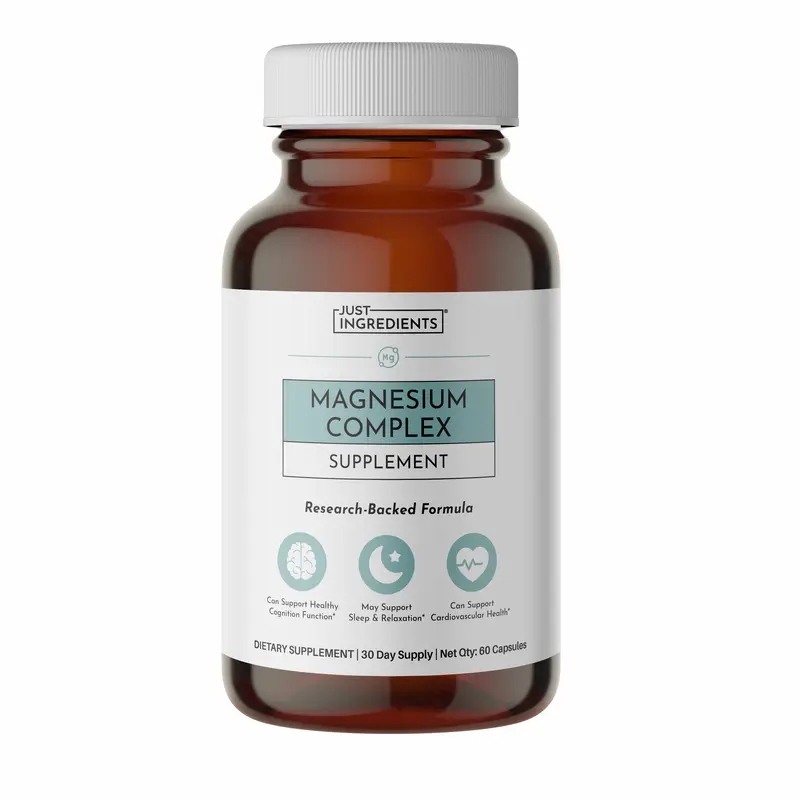 Just Ingredients Magnesium Complex – 60‑Capsule Five Bioavailable Magnesium Forms (Aquamin Sea Minerals, Malate, Orotate, Taurate, Bisglycinate) – Supports Relaxation, Sleep, Mood, Heart & Nervous System