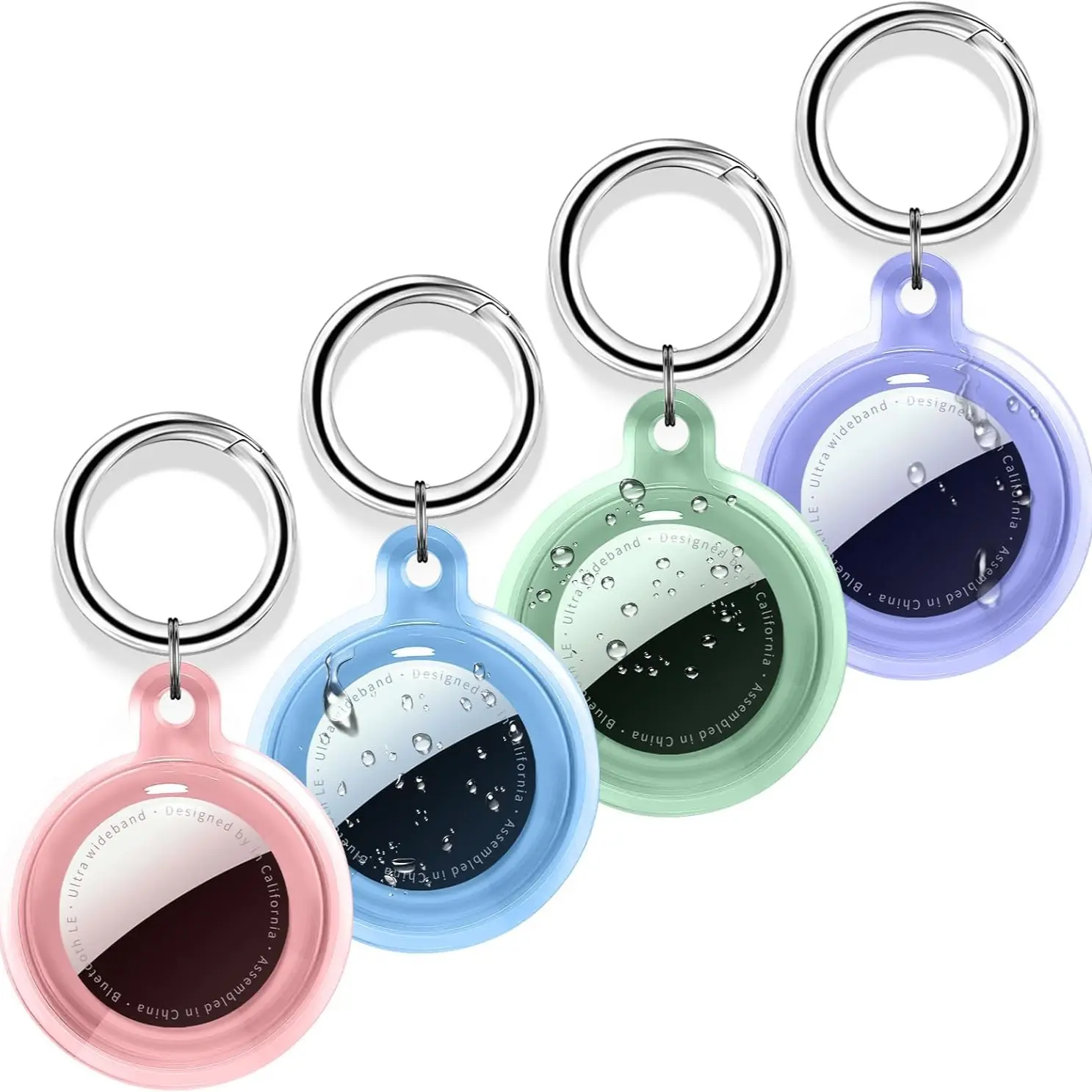 4 Pack Case for AirTag Holder with Keychain, Waterproof, Water Resistant, Durable & Anti-Scratch Protect Cover Compatible with Airtags, Smart Key Finder GPS Finder Electronic Gadgets Accessories Air Tagholder for Keys, Bags, Pet, Protection（4 Colors）