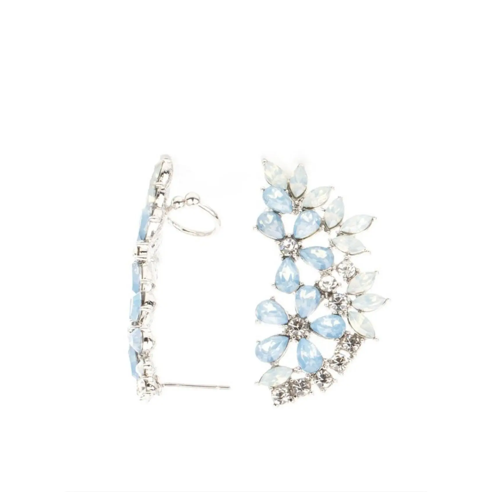 "Garden Party Powerhouse" Light Blue Ear Crawler Earrings