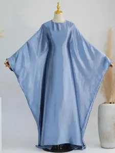 Women's Solid Color Round Neck Abaya, Modest Long Sleeve Maxi Abaya for Daily Wear, Ladies Islamic Clothing for All Seasons