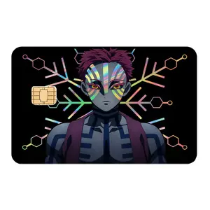 Demon Slayer Debit Card Skin Cover, Akaza Credit Card Sticker, Lightning Style Card Cover, Ultra Thin Waterproof Scratch Resistant, Gift for Anime Fans