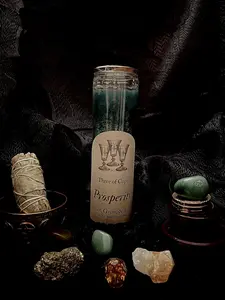 Prosperity Candle for Wealth and Abundance - Jupiter's Day Charged Candle with Citrine, Rose Quartz, Basil, and Cinnamon for Attracting and Maintaining Wealth