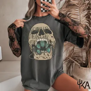 Turquoise Skull Shirt Western grunge Comfort Colors, vintage crewneck, hoodies, western outfit women, cowgirl outfits, western clothing stuff tops, country concert outfits, western style clothes