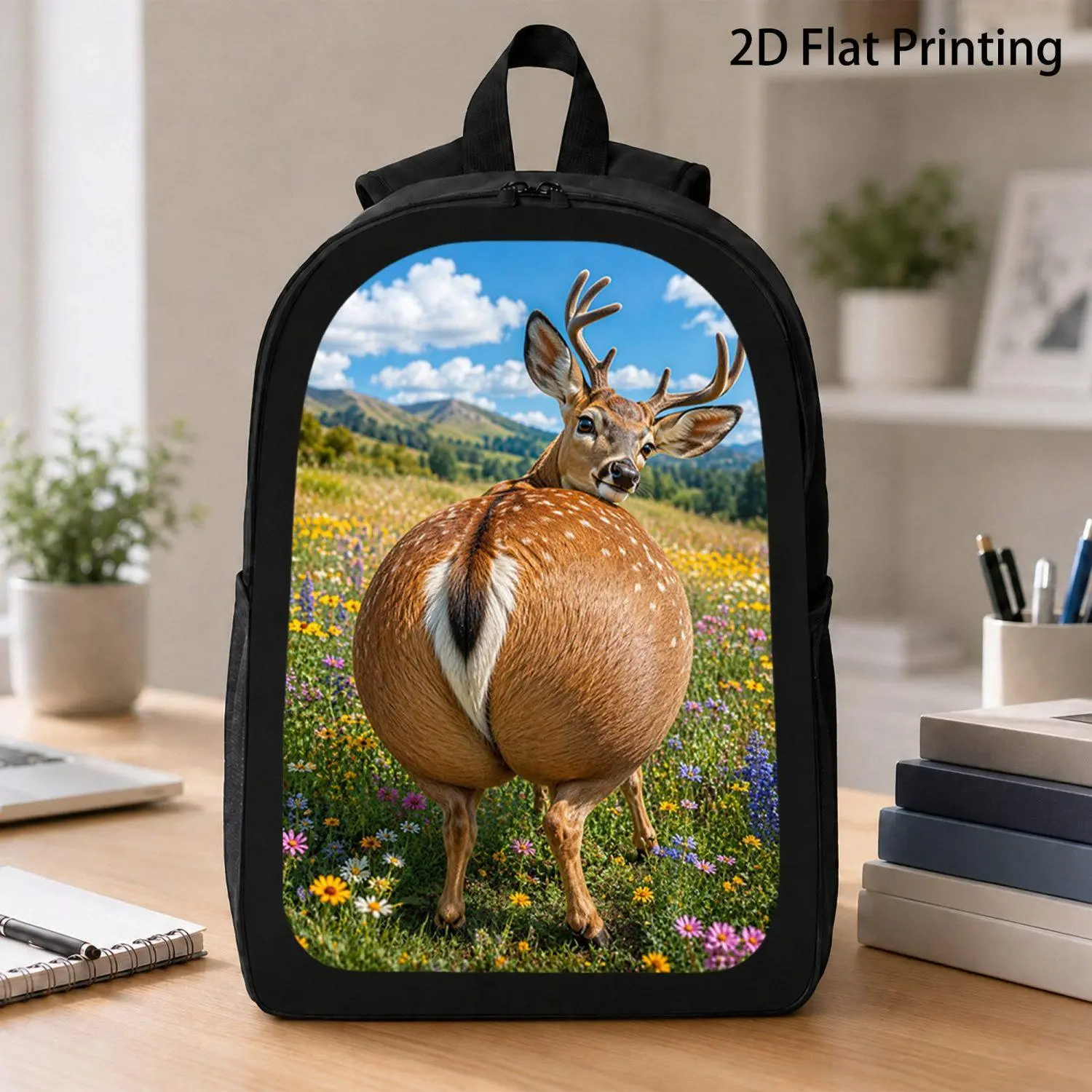 17 Inch Backpack Featuring Beautiful Forest Animal Spotted Deer Back View Print Stylish Casual Laptop Bag Perfect Gift For Deer Enthusiasts Durable Travel Outdoor Backpack