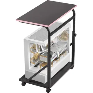 Height Adjustable Computer Tower Stand, 2-Tier CPU Holder Cart Under Desk, PC Floor Stand for Office Gaming Black and