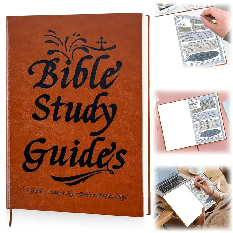 A5 PU Leather Book-Shaped Bible Study Notebook - 66-Page Inspirational Text Journal Style Daily Devotional, Faith-Enhancing Personal Study Guide, Christian Office Stationery Gift, Book Shaped Notebooks, Inspirational Text Notebooks