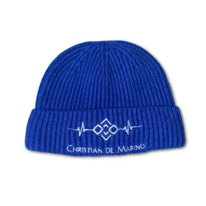Christian De Marino Ribbed-Knit Beanie- ROYAL BLUE