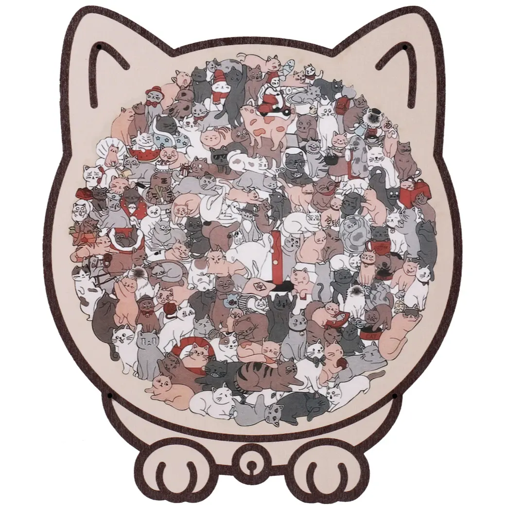 135Pcs Cat Shape Wooden Jigsaw Puzzle for Adults, Wood Puzzles – Stress Relief & Home Decor, Perfect Gift for Cat Lovers