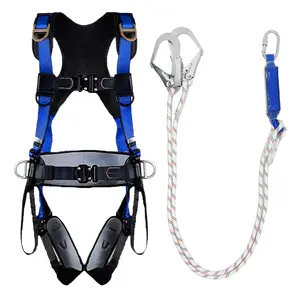 NewDoar ANSI/OSHA Certified Full Body Harness - Quick-Connect 4-Point Buckle System with Shock-Absorbing Y-Lanyard for Roofing, Construction & Fall Protection