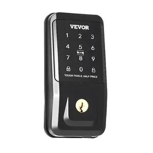 VEVOR Keyless Entry Door Lock with Handle Set, Touchpad Electronic Deadbolt with IC Card, Customizable User Codes, Keyed Entry, Auto Lock, Anti-Peeking Password, Backlit, for Home, Matte Black