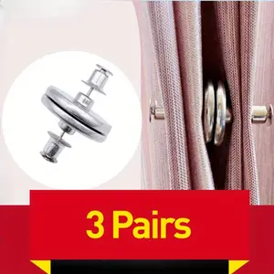 3 Pairs 3 Sizes Metal Magnetic Curtain Holdabcks Button Holders Detachable Room Curtains Closure Clip, Curtain Buckle, for Bedroom Living Room Home Decor