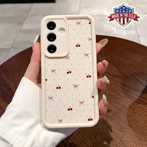 Case for Samsung S24 ultra plus S25 S23 S22 Ultra Plus Bow and Cherry Advanced fashion gift Anti-Scratch Shockproof Soft Silicone Protective Cover