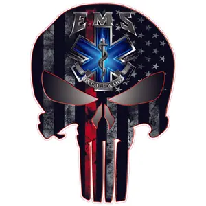 Skull EMS with American Flag Decal