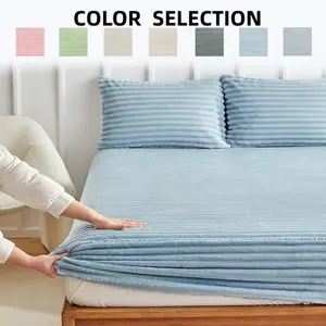 Double Size Fashion Sheet Set, Deep Pocket Bedding, Breathable Soft Fabric, Hypoallergenic, No Print, Includes 1 Fitted Sheet & 2 Pillowcases, Bed Sheets Set