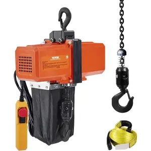 VEVOR 1100 lbs Electric Chain Hoist 15 FT Lifting Height, 120V Electric Hoist, Single Phase Overhead Crane with G100 Chain, 10 ft Wired Remote Control for Garage, Shop, Hotel, Home