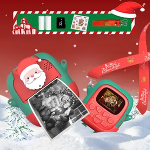 Cute Cartoon Design Digital Camera, Rechargeable Printing Camera with 2 Rolls Print Paper & Sticker & Lanyard & 32GB Memory Card, Camera for Boys & Girls