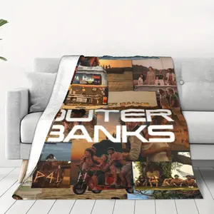 Outer Banks Blanket Ultra-Plush Flannel Cozy Cover With OBX-Inspired Graphics, Works As A Travel Blanket, Sofa Throw, Camping Blanket, And Stylish Addition To Bedroom Decor