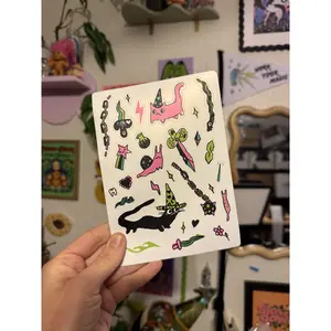 Wizard Cats and Medieval weapons Sticker sheet, 5x7 matte art stickers for junk journaling