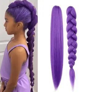2 Pcs 26 Inch Purple Hair Extension for Braiding, Cute Long Purple Braided Hair Piece,Easy To Install Synthetic Hair Accessories for Girls Cosplay & Daily